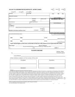 for branch use only - Hockey Eastern Ontario