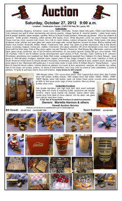 Auction Saturday, October 27, 2012 9:00 am