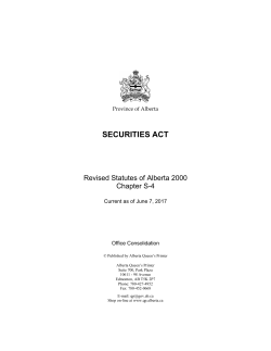Securities Act - Alberta Queen`s Printer