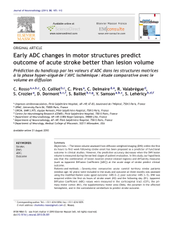 Early ADC changes in motor structures predict outcome of acute