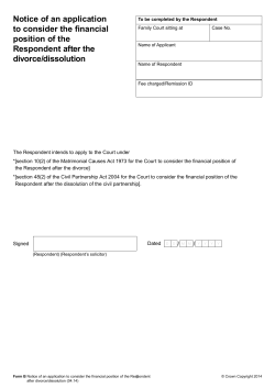 Notice of an application to consider the financial