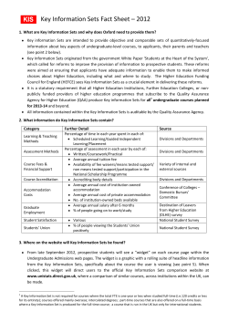 Key Information Sets Fact Sheet &ndash; 2012