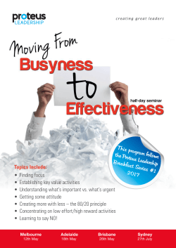 This program follows the Proteus Leadership Breakfast Series #1 2017