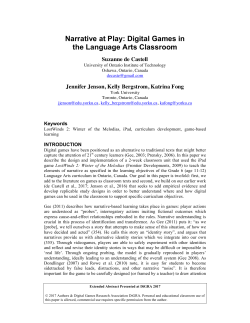 Narrative at Play: Digital Games in the Language Arts