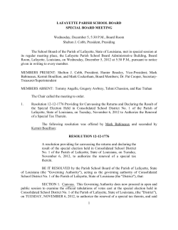 LAFAYETTE PARISH SCHOOL BOARD SPECIAL BOARD