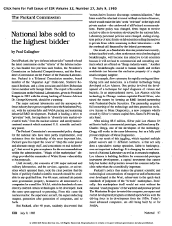 The Packard Commission: National Labs Sold to Highest Bidder