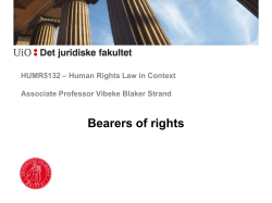 Lecture 2: Bearers of rights II
