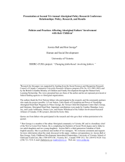 Policies and Practices Affecting Aboriginal Fathers` Involvement with