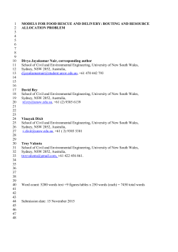 MODELS FOR FOOD RESCUE AND DELIVERY