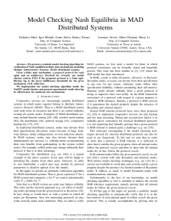 Model Checking Nash Equilibria in MAD Distributed Systems