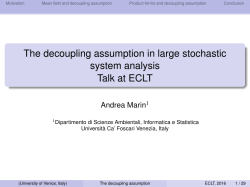 The decoupling assumption in large stochastic system