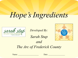 Hope`s Ingredients - The Arc of Frederick County
