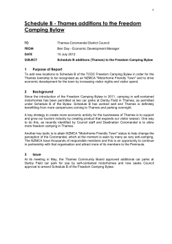 Schedule B additions to the Freedom Camping Bylaw