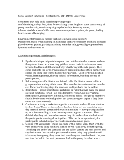 Social Support in Groups - September 6, 2014 IM4US Conference