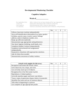 Developmental Monitoring Checklist Motor Week of