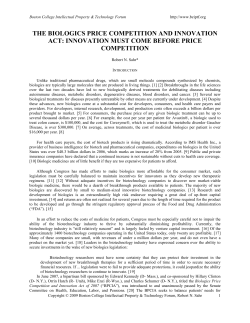 the biologics price competition and innovation act
