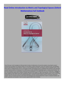 Read Online Introduction to Metric and Topological Spaces (Oxford