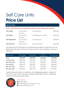 Self Care Units Price List