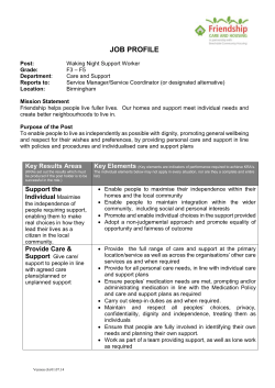 Purpose of the Post - Friendship Care and Housing