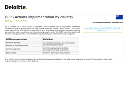 BEPS Actions implementation by country - New Zealand