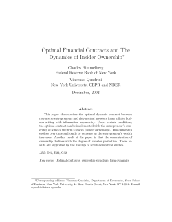 Optimal Financial Contracts and The Dynamics of Insider Ownership