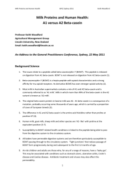 Milk Proteins and Human Health: A1 versus A2 Beta