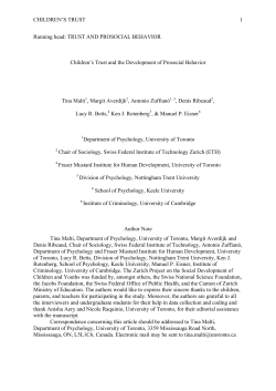 Children`s Trust and the Development of Prosocial Behavior