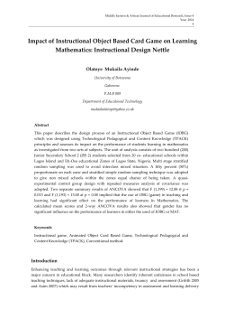 Impact of Instructional Object Based Card Game on Learning