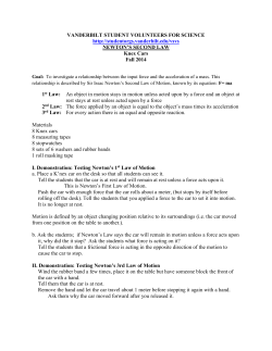 Instruction Sheet Newton`s Second Law