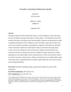 Personality, Group Decision-Making and Leadership