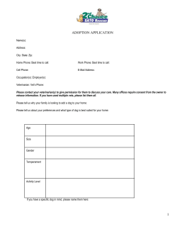 ADOPTION APPLICATION Name(s): Address: City: State: Zip: Home