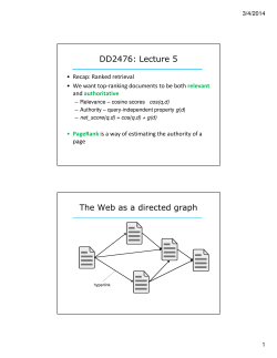 DD2476: Lecture 5 The Web as a directed graph