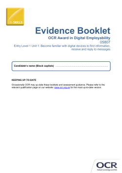 Entry Level 1 - Unit 01 - Evidence booklet