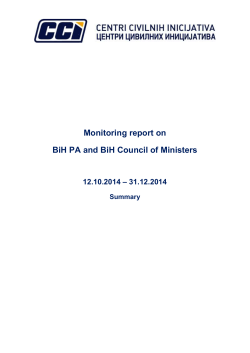 Monitoring report on BiH PA and BiH Council of Ministers