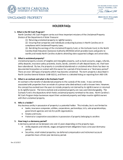 Holder Reporting FAQs - North Carolina State Treasurer