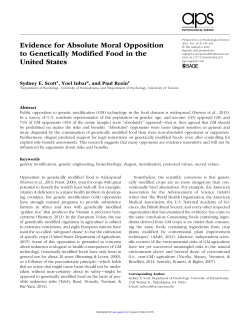 Evidence for Absolute Moral Opposition to Genetically Modified