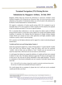 Singapore Airlines - TN Pricing Review