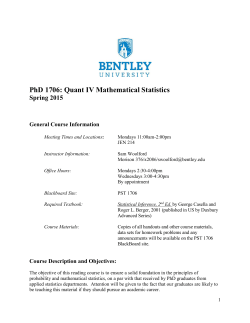 PhD 1706: Quant IV Mathematical Statistics