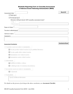 Manitoba Reporting Form on Causality Assessment of Adverse