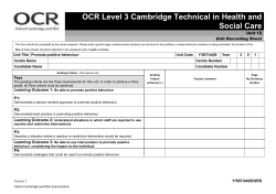 Unit 12 Promote positive behaviour