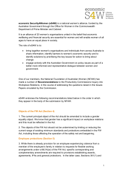 economic Security4Women (eS4W) is a national women`s alliance