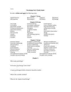 Lindsey Psychology Unit 1 Study Guide: Be able to define and apply