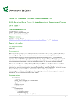 Strategic Interaction in Economics and Finance, Autumn Semester