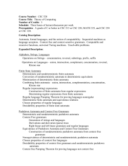 CSC 520 Course Title: Theory of Computing Number of Credits