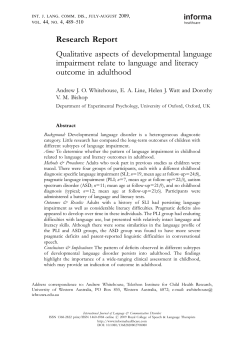 Qualitative aspects of developmental language impairment relate to