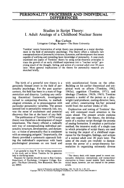 Rae Carlson - STUDIES IN SCRIPT THEORY I ADULT ANALOGS