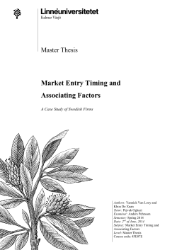 Market Entry Timing and Associating Factors
