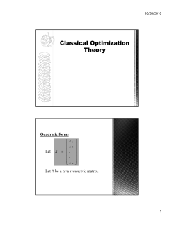 Classical Optimization Theory