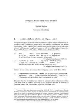 Portuguese, Russian and the theory of Control* Michelle Sheehan