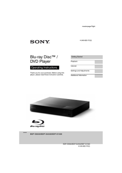 Blu-ray Disc&trade; / DVD Player